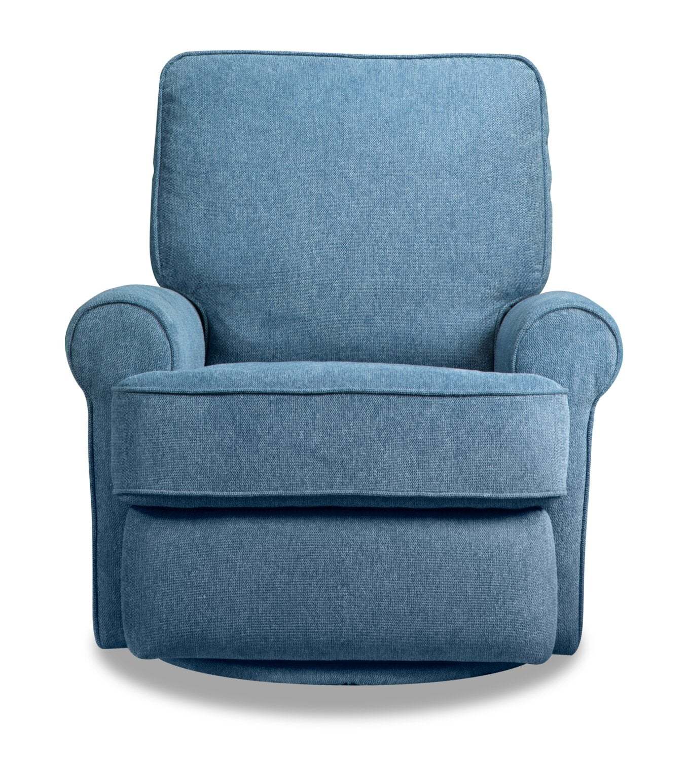 Fauteuil pivotant, coulissant et inclinable Bevin de 34,4 po en tissu de chenille - bleu