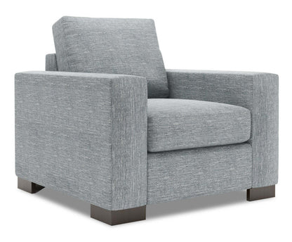 Fauteuil Track de Sofa Lab personnalisable de 38 po fabriqué au Canada en tissu d'apparence lin avec accoudoirs rectilignes - gris Luna Pewter | TR302291