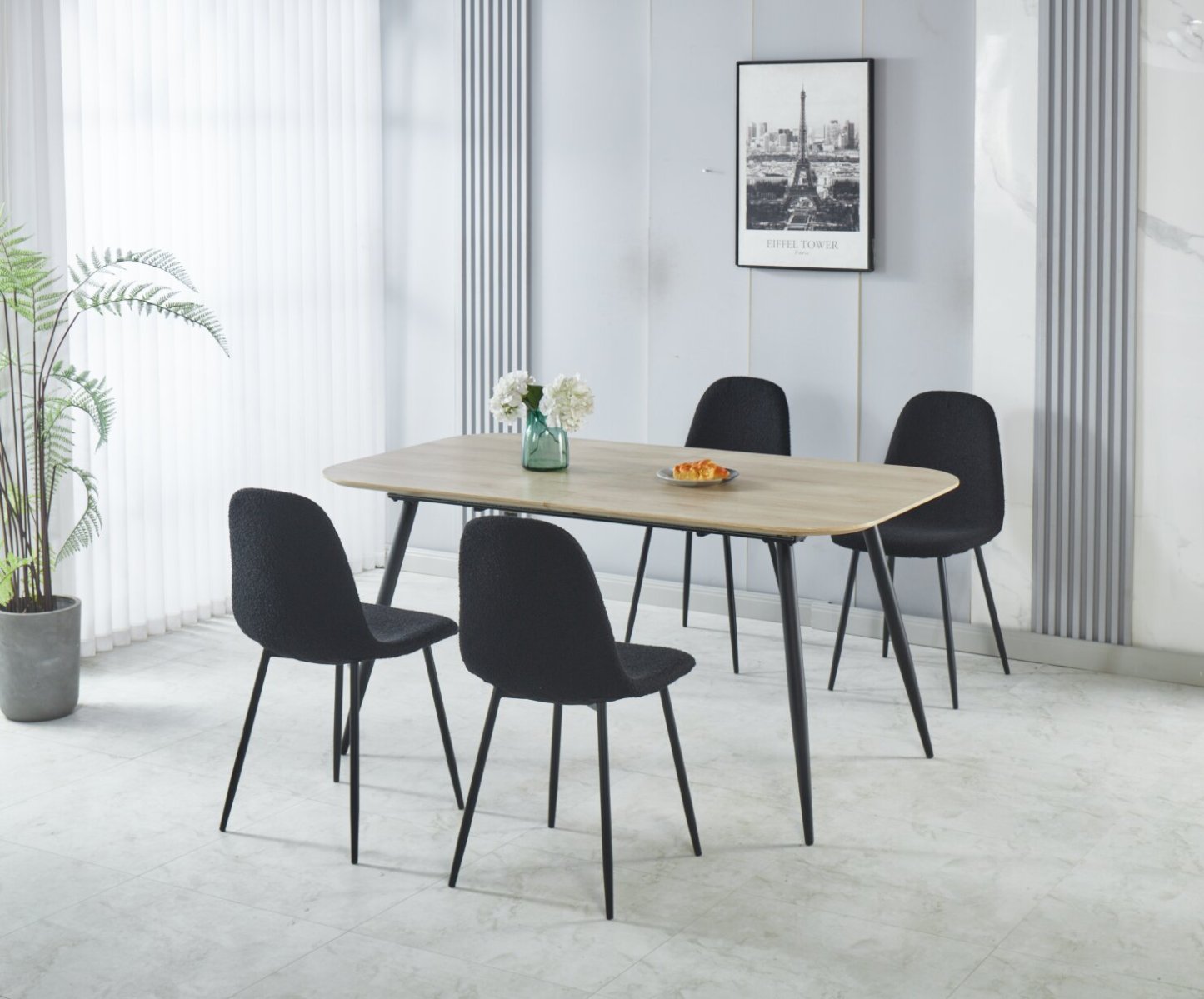 Chaise de salle à manger Joss en tissu de polyester et en métal - noire