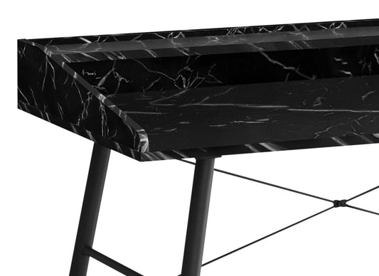 Bureau Jeremy 47.25 avec petite niche - Aspect marbre noir|Bureau Jeremy de 47,25 po avec petite crédence - apparence marbre noir