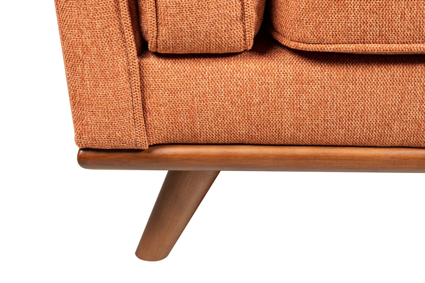 Kort & Co. Causeuse Kassia 65,4 po en tissu d’apparence lin avec base et pattes en bois - orange