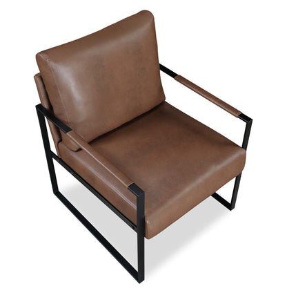 Nico 24.75 Fauteuil d'appoint en similicuir avec pieds en métal - Marron | Fauteuil d'appoint Nico de 24,75 po en similicuir avec pattes en métal - brun