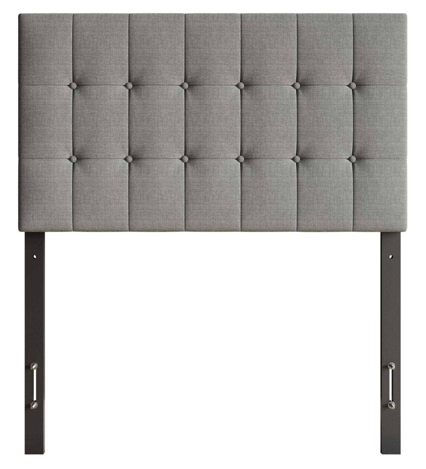 Tête de lit rembourrée Ellis en tissu gris avec capitonnage à boutons - format lit simple | Ellis Upholstered Headboard in Grey Fabric, Button Tufted - Twin Size