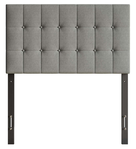 Tête de lit rembourrée Ellis en tissu gris avec capitonnage à boutons - format lit simple | Ellis Upholstered Headboard in Grey Fabric, Button Tufted - Twin Size