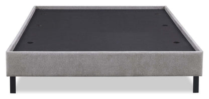Lit plateforme Amos rembourré en tissu gris avec tête de lit capitonnée - format très grand lit | Amos Upholstered Platform Bed in Grey Fabric with Tufted Headboard - King Size
