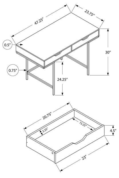 Bureau Butler 47.25 avec 2 tiroirs - Gris|Bureau Butler de 47,25 po à 2 tiroirs - gris