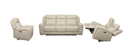 Sofa à inclinaison électrique Prescott de Scott Living de 88,5 po en cuir véritable avec appuie-têtes électriques - gris platine