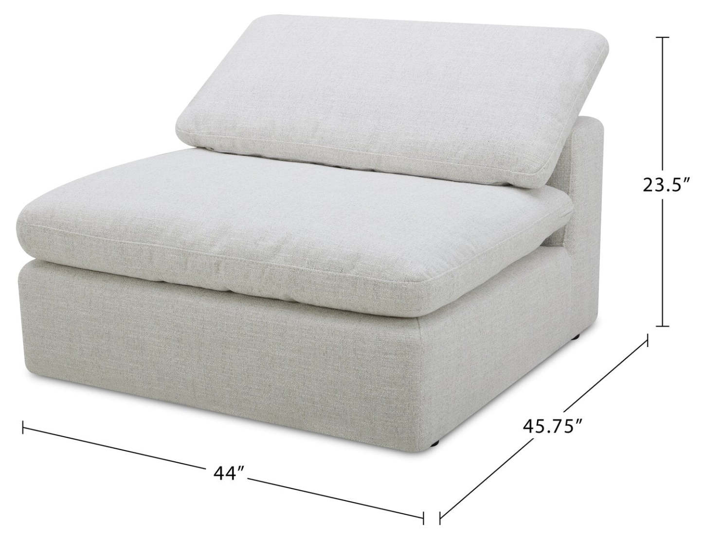 Chaise sans accoudoirs Sky Modular 44 en tissu avec coussins amovibles en plumes - Nathan Wheat | Fauteuil sans accoudoirs modulaire Sky de 44 po en tissu avec coussins amovibles en couette et plumes - blé Nathan