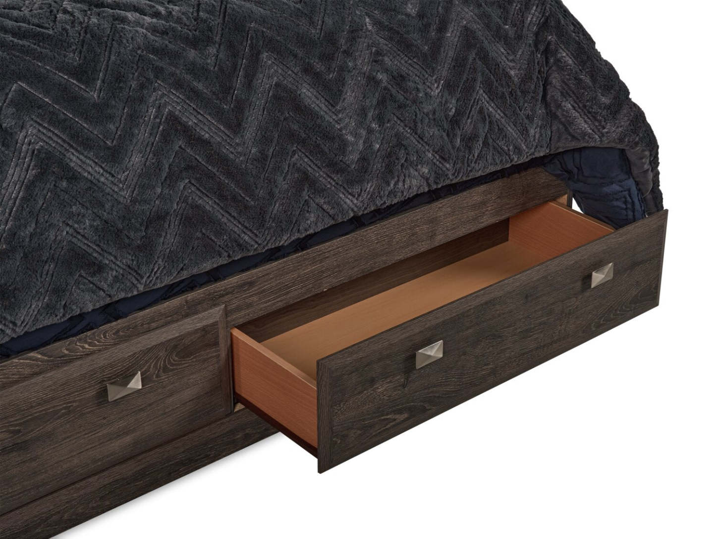 Lit plateforme Yorkdale avec tête de lit et cadre de rangement à 6 tiroirs, fabriqué au Canada, gris - Taille Queen