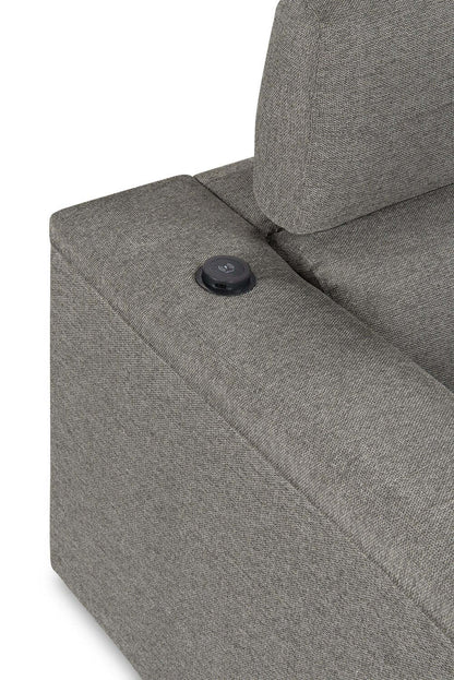 Savvy 2-Piece Right-Facing Linen-Look Fabric Sleeper Sectional with Adjustable Headrests - Grey | Sofa-lit sectionnel de droite Savvy 2 pièces en tissu d’apparence lin avec appuie-têtes réglables - gris