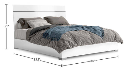 Lit à panneaux Raia - fabriqué en Italie, moderne, blanc - format très grand lit | Lit à panneaux Raia - Fabriqué en Italie, Moderne, Blanc - King Size