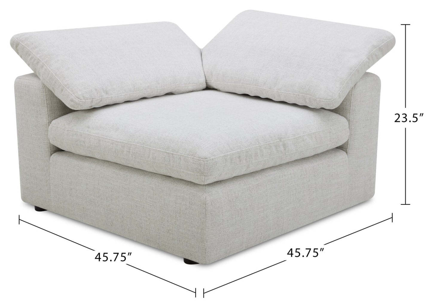 Chaise d'angle modulaire en tissu 45,75 Sky avec coussins amovibles en plumes - Nathan Wheat | Fauteuil en coin modulaire Sky de 45,75 po en tissu avec coussins amovibles en couette et plumes - blé Nathan