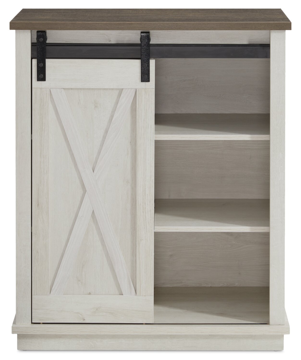 Armoire d'appoint Bristow 31" avec tablettes et porte de grange coulissante - Chêne blanc | Armoire décorative Bristow de 31 po avec tablettes et porte de grange coulissante - chêne blanc | BRIWHACC