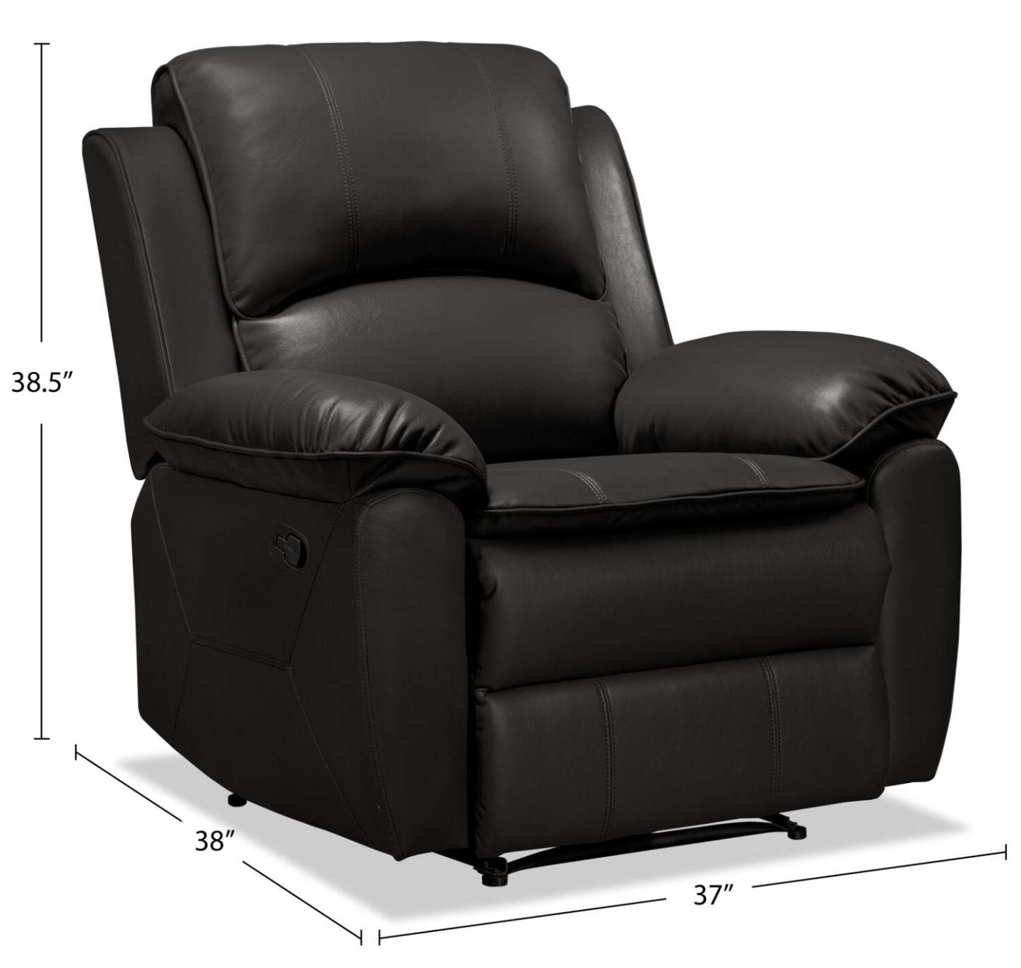 Fauteuil inclinable Chandler de 37 po en tissu d'apparence cuir - gris