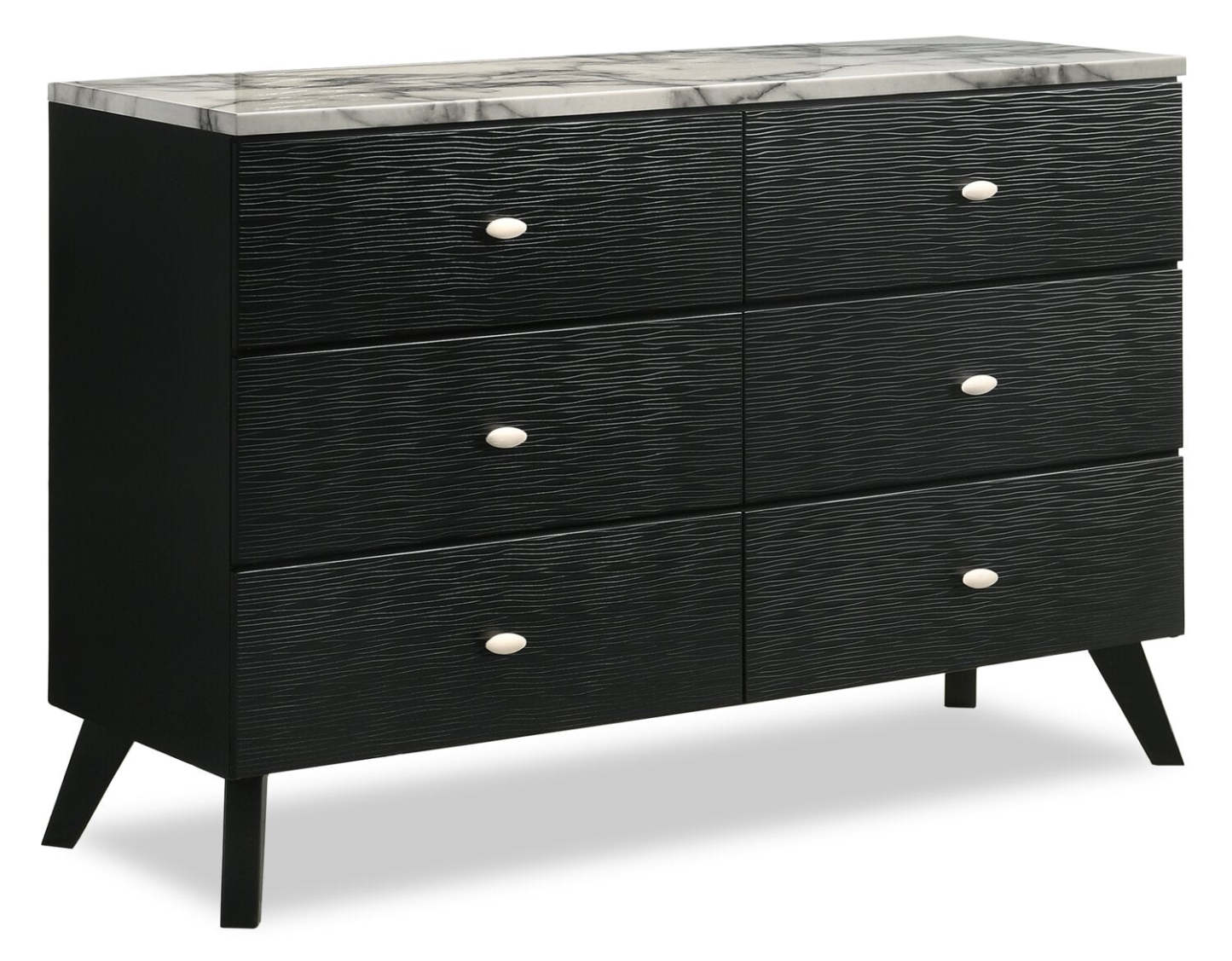 Commode à 6 tiroirs pour chambre à coucher Atlas, 60,2 L x 36,8 H, Moderne Mid-Century - Noir | Commode moderne du milieu du 20e siècle Atlas de 60,2 po (L) x 36,8 po (H) à 6 tiroirs pour la chambre à coucher - noire