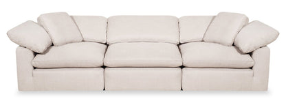 Sofa modulaire Eclipse de 124 po en tissu d’apparence lin avec coussins réversibles en duvet et plumes - beige lin