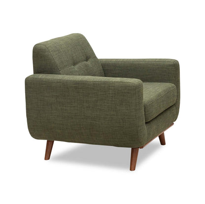 Fauteuil Freeman Kort &amp; Co. de 37 po en tissu d'apparence lin avec pattes en bois et coussin de dossier capitonné - vert avocat