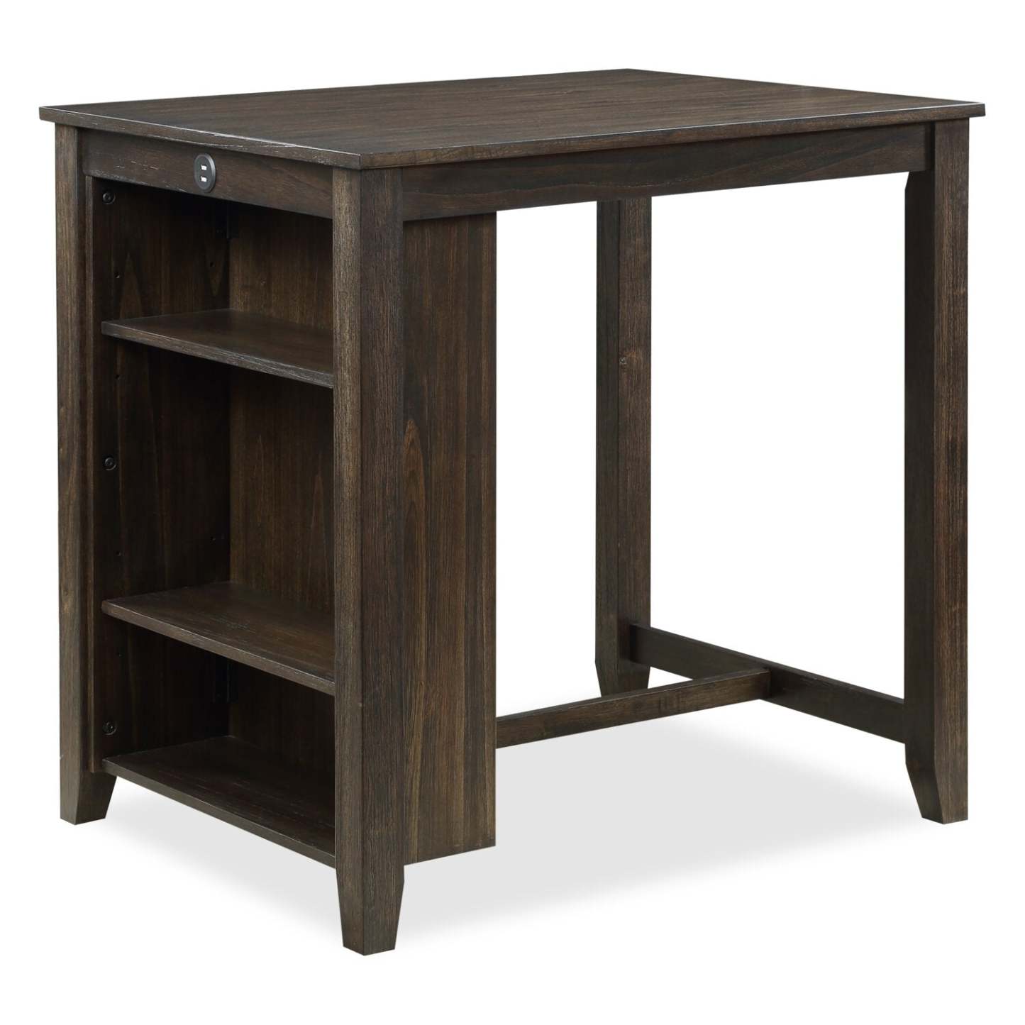 Lane 3pc Counter-Height Dining Set with Table & 2 Chairs, Built-in Shelves & USB, 36.5W - Brown | Ensemble de salle à manger Lane 3 pièces de hauteur comptoir avec table de 36,5 po (L), tablettes et port USB intégrées, et 2 chaises - brun