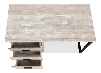 Bureau réversible Clayton 47.25 à 3 tiroirs - Taupe clair|Bureau réversible Clayton de 47,25 po à 3 tiroirs - taupe clair