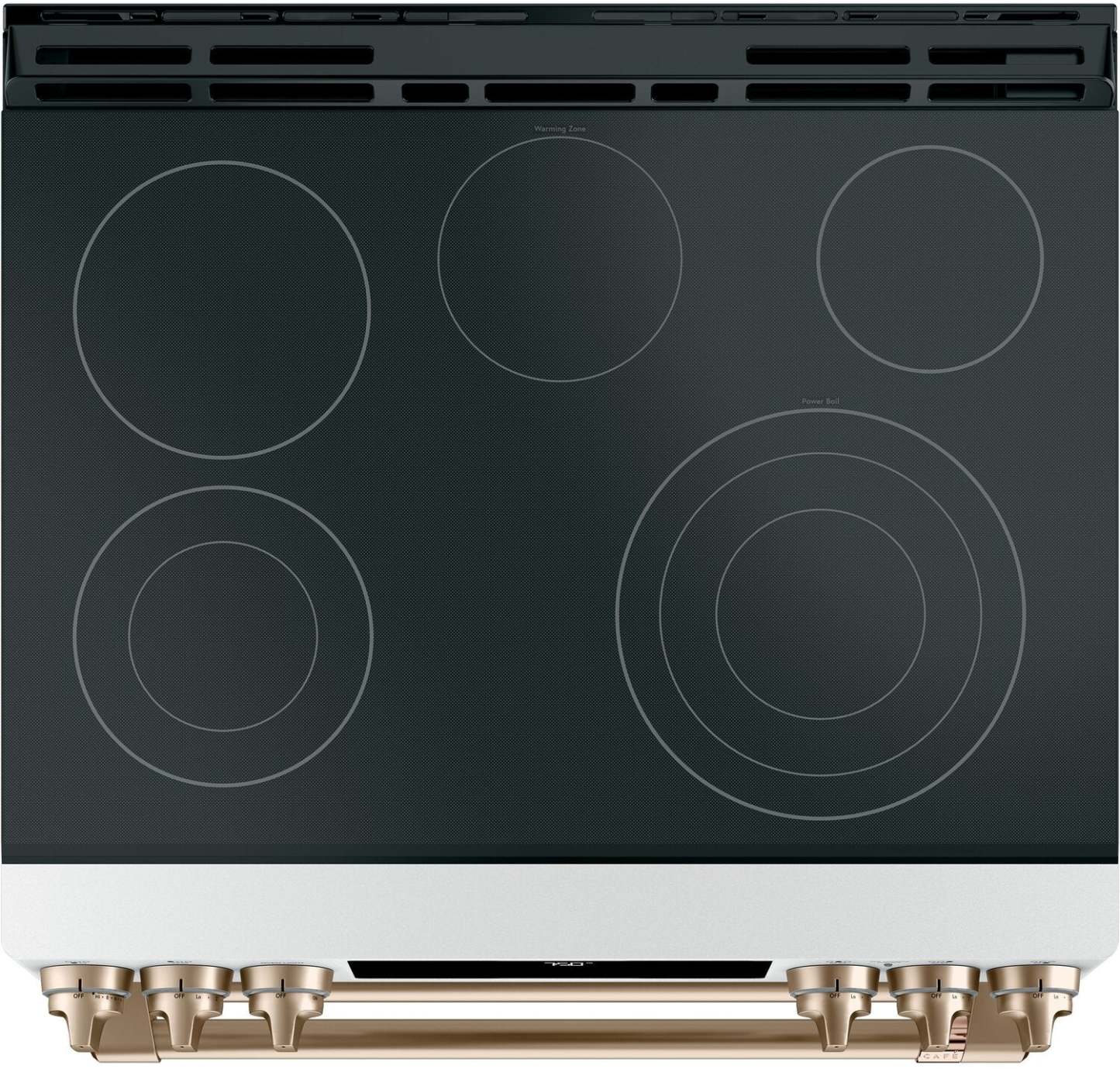 Cuisinière intelligente électrique Café de 7 pi³ avec convection européenne véritable et grilles auto-nettoyantes - Blanc mat… | Cafe 7 Cu. Ft. Smart Electric Range with True European Convection and Self Clean Racks - Matte White…