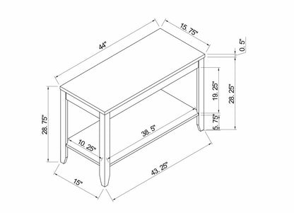 Roma 44 Rustic Sofa Table with Shelf - Table de salon rustique Roma de 44 po avec tablette - imitation de marbre noir