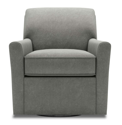 Fauteuil d'appoint pivotant personnalisable Sofa Lab de 31 po fabriqué au Canada en tissu de velours - gris Platinum Grey | SWIV3588