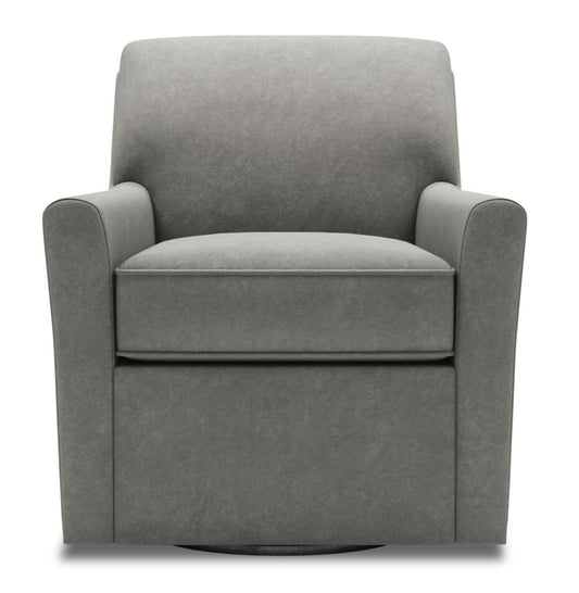 Fauteuil d'appoint pivotant personnalisable Sofa Lab de 31 po fabriqué au Canada en tissu de velours - gris Platinum Grey | SWIV3588
