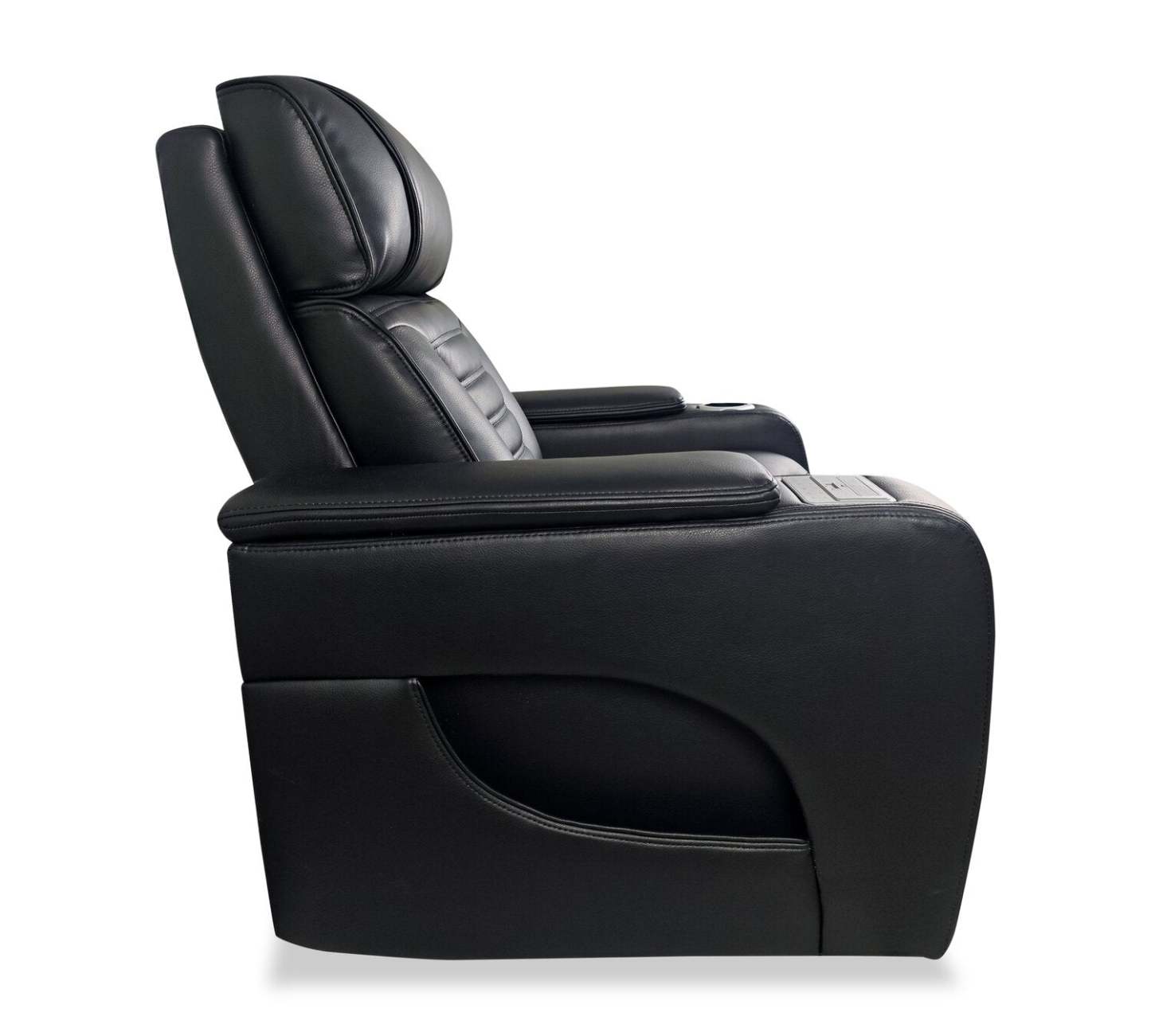 Sofa sectionnel à inclinaison électrique Zen 3 pièces de style cinéma maison en similicuir avec massage et console de rangement - noir