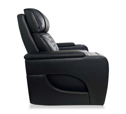 Sofa sectionnel à inclinaison électrique Zen 3 pièces de style cinéma maison en similicuir avec massage et console de rangement - noir