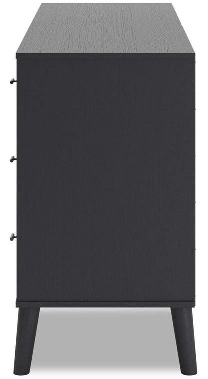 Commode à 6 tiroirs Kylo pour chambre à coucher, 59 L x 33,9 H, Moderne Mid-Century - Bicolore Noir et Beige | Commode moderne du milieu du 20e siècle Kylo de 59 po (L) x 33,9 po (H) à 6 tiroirs pour la chambre à coucher - deux teintes, noir et beige