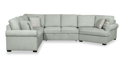 Scott Living Haven 3-Piece Right-Facing Chenille Fabric Cuddler Sleeper Sectional - bleu écume de mer | Sofa-lit sectionnel enveloppant de droite Haven de Scott Living 3 pièces en tissu de chenille - bleu écume de mer