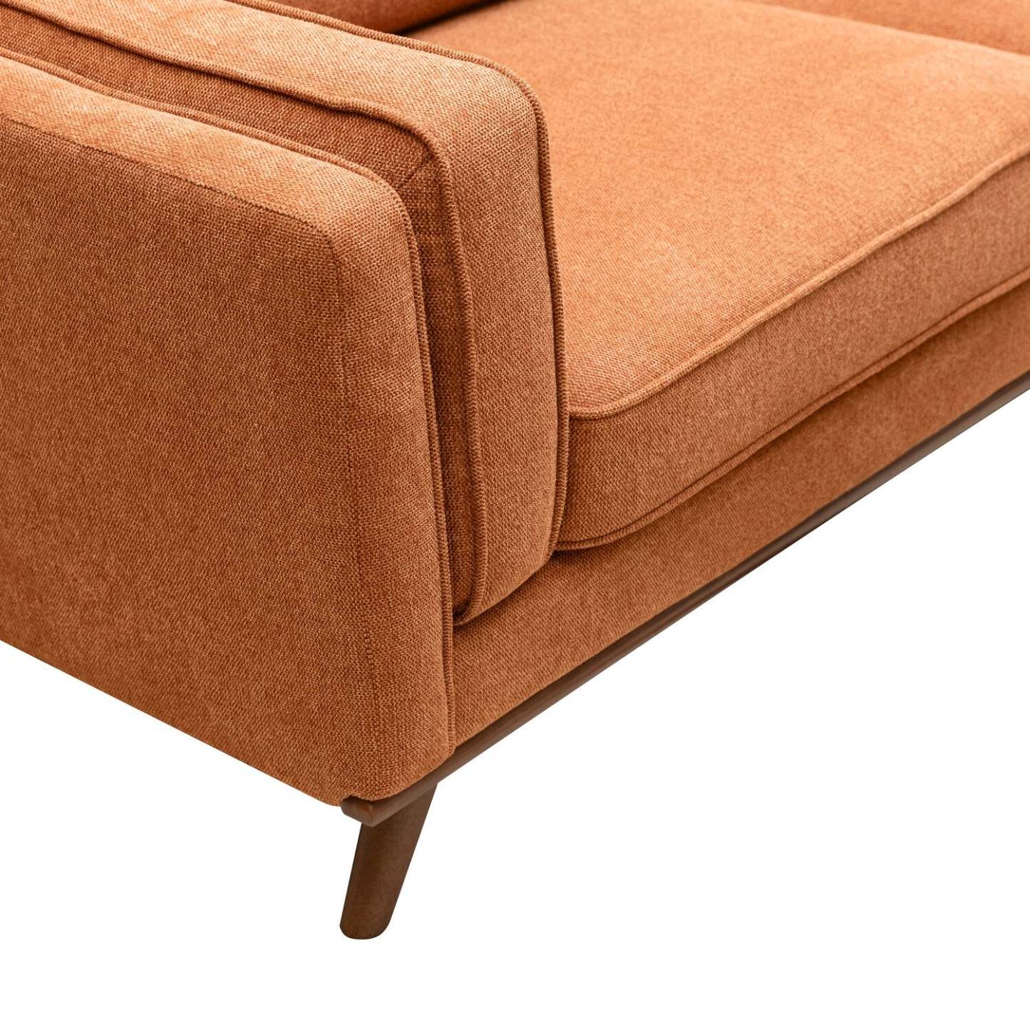Kort & Co. Sofa Kassia de 80 po de format condo en tissu d’apparence lin avec base et pattes en bois - orange