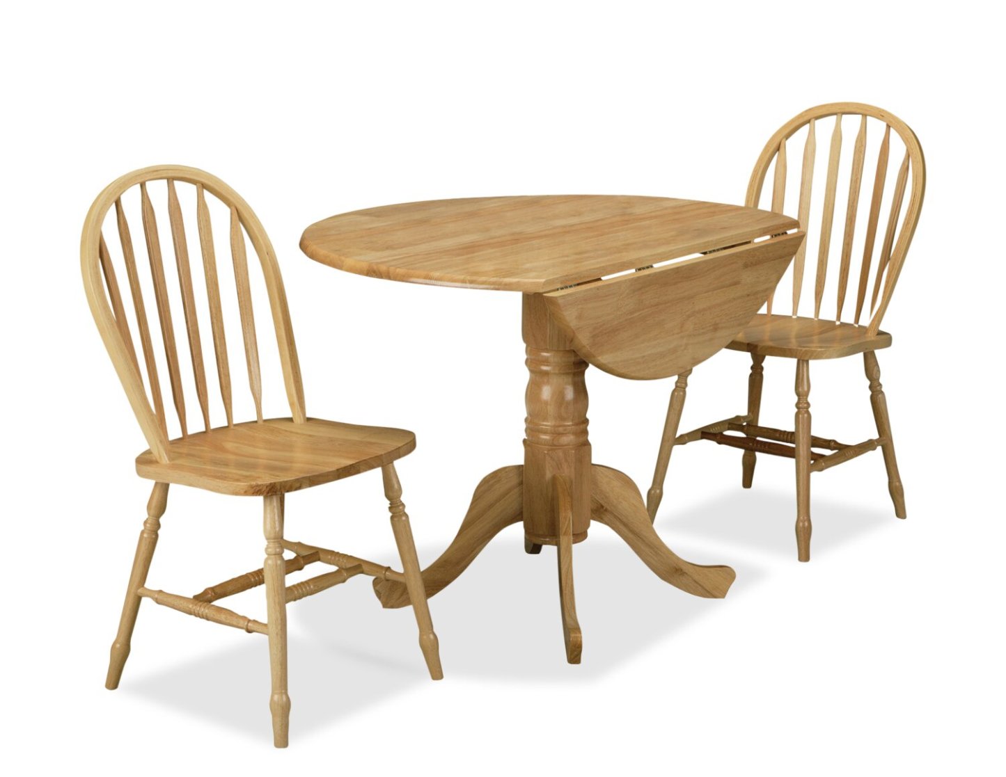 Hana Ensemble de salle à manger 3 pièces à abattant avec table et 2 chaises, base sur pied, 40 W - Naturel | Ensemble de salle à manger Hana 3 pièces avec table de 40 po (L) à abattant, piètement piédestal et 2 chaises - naturel