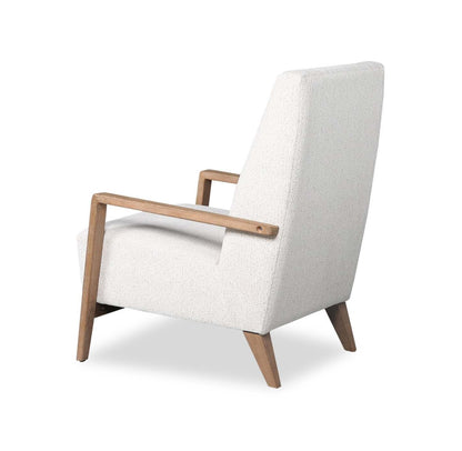 Chaise d'appoint Adley 28 en tissu chenille avec accoudoirs et pieds en bois - Blanc albâtre | Fauteuil d'appoint Adley 28 po en tissu de chenille avec accoudoirs et pattes en bois - blanc albâtre