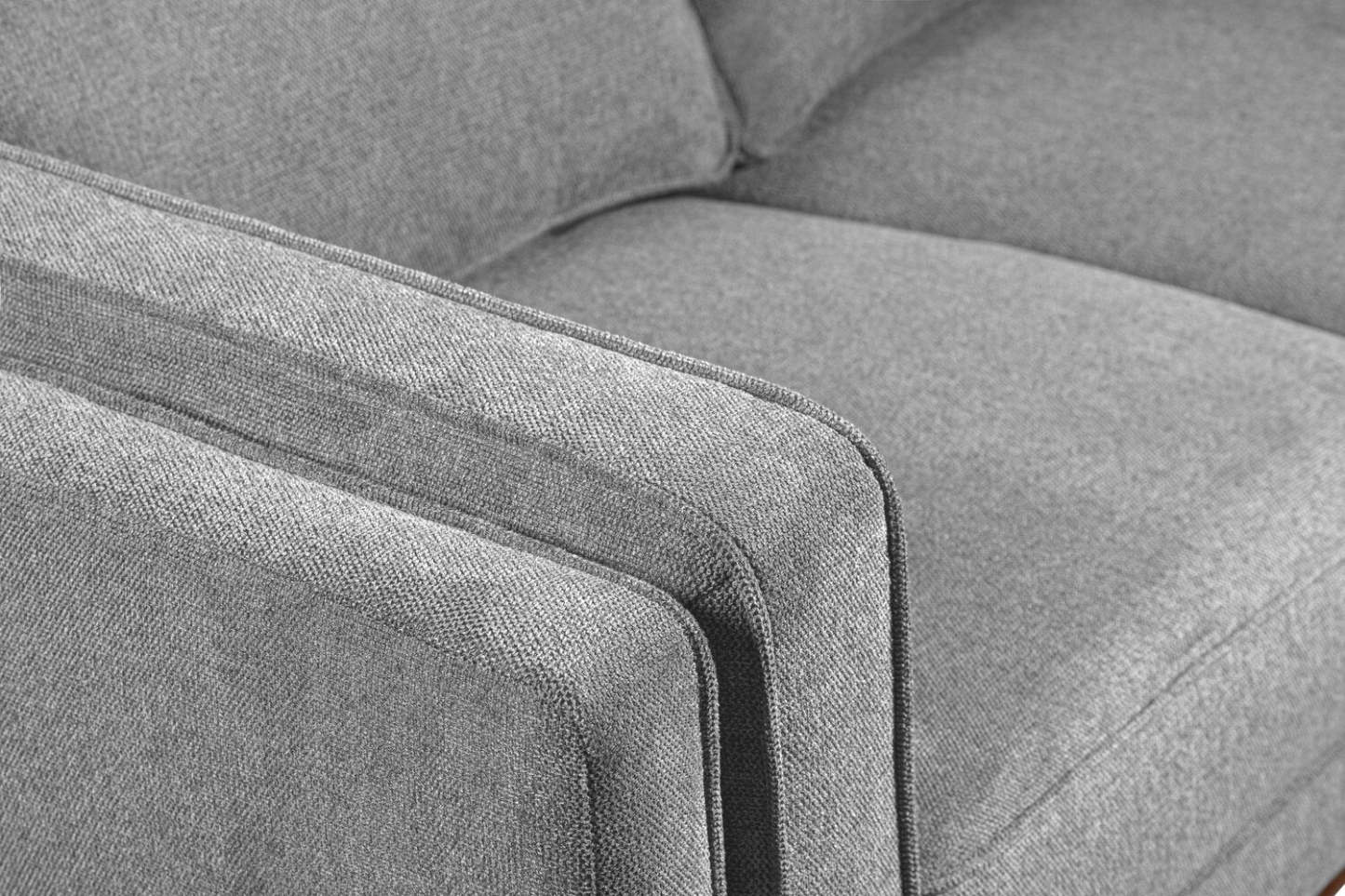Sofa Kassia de Kort & Co. de 90,6 po en tissu d’apparence lin avec base et pattes en bois - gris