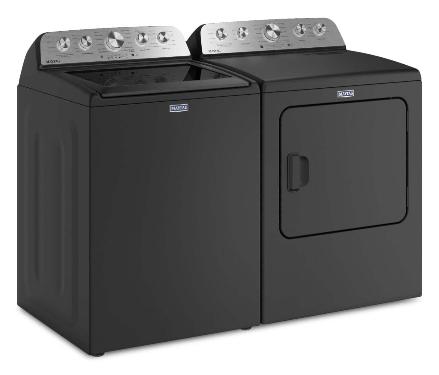 Maytag 5.4 Cu Ft. Top Load Agitator Washer and 7.0 Cu. Ft. Electric Dryer – Volcano Black - MATL565B | Laveuse à chargement par le haut de 5,4 pi³ et sécheuse électrique de 7,0 pi³ de Maytag - noir volcan - MATL565B
