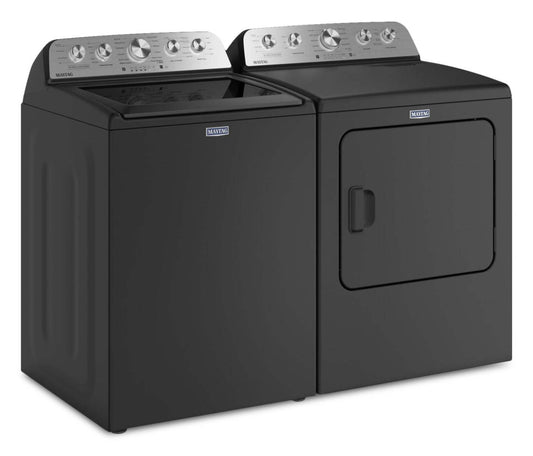 Maytag 5.4 Cu Ft. Top Load Agitator Washer and 7.0 Cu. Ft. Electric Dryer – Volcano Black - MATL565B | Laveuse à chargement par le haut de 5,4 pi³ et sécheuse électrique de 7,0 pi³ de Maytag - noir volcan - MATL565B