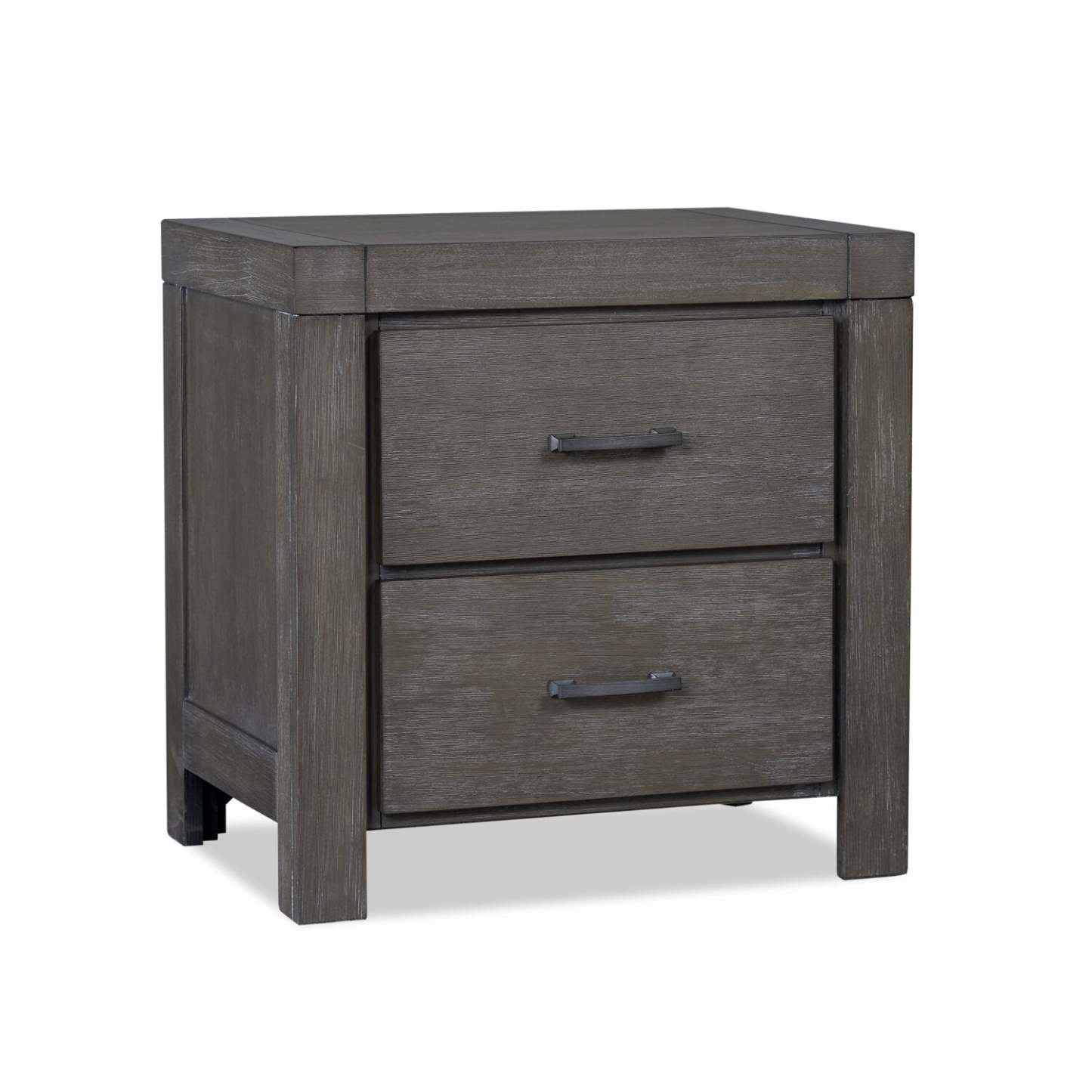 Table de nuit Koda à 2 tiroirs, 23,7 L x 23,7 H, Bois d'acacia - Gris | Table de nuit Koda de 23,7 po (L) x 23,7 po (H) à 2 tiroirs en acacia - grise