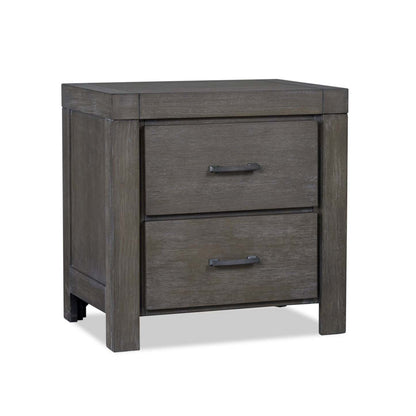 Table de nuit Koda à 2 tiroirs, 23,7 L x 23,7 H, Bois d'acacia - Gris | Table de nuit Koda de 23,7 po (L) x 23,7 po (H) à 2 tiroirs en acacia - grise