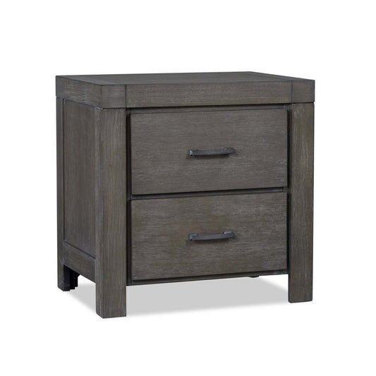 Table de nuit Koda à 2 tiroirs, 23,7 L x 23,7 H, Bois d'acacia - Gris | Table de nuit Koda de 23,7 po (L) x 23,7 po (H) à 2 tiroirs en acacia - grise