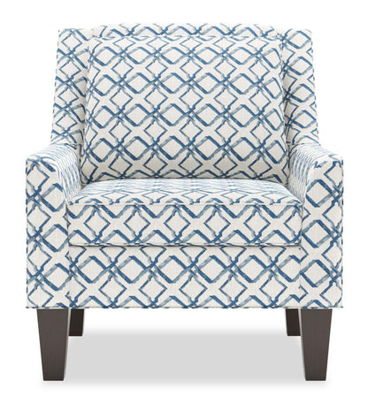 Fauteuil d'appoint club Sofa Lab de 29 po fabriqué au Canada en tissu avec pattes en bois - Océan multicolore | CLUB1154