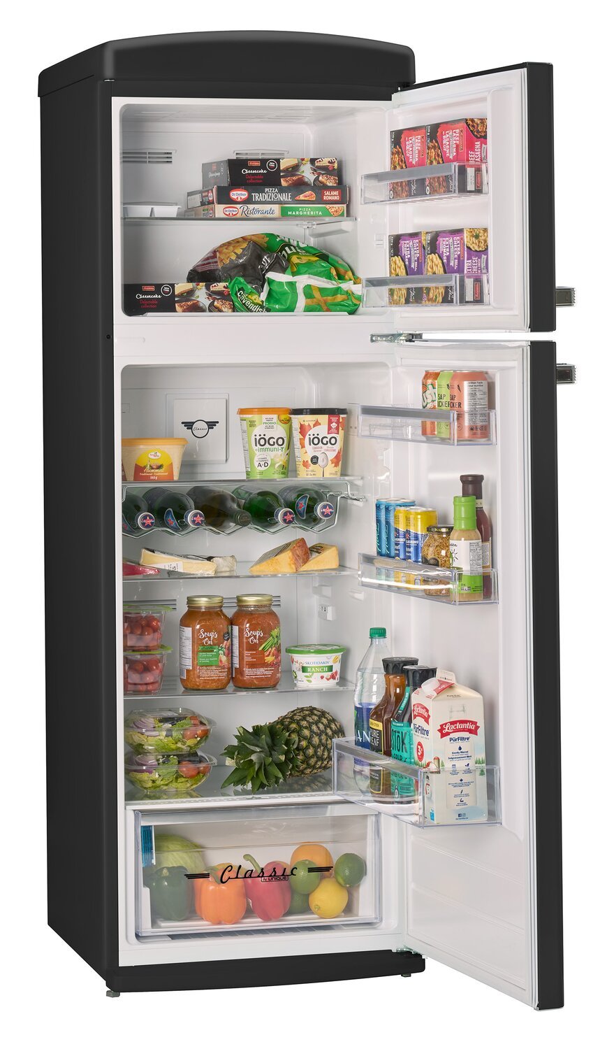 Réfrigérateur Classic Rétro d’Unique de 24 po et de 11 pi3 à congélateur supérieur - noir mat - UNQ-310L MB TM