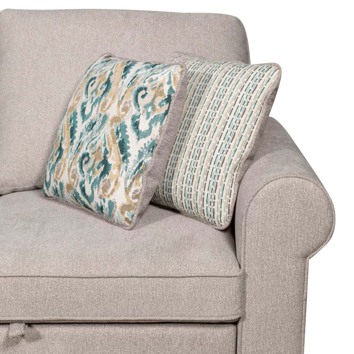 Canapé-lit sectionnel de droite Haven de Scott Living 4 pièces en tissu de chenille avec fauteuil long de rangement - gris