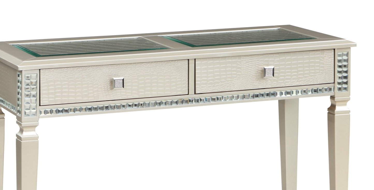 Tyra 48 Glam Sofa Table with Storage - Champagne  |Table de salon somptueuse Tyra de 48 po avec rangement - champagne