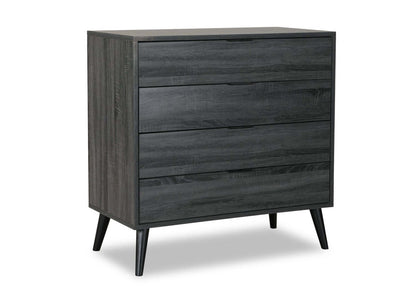 Nash Bedroom Chest of Drawers, 4-Drawer, 35.4W x 35.5H, Modern Mid-Century - Dark Grey | Commode verticale moderne du milieu du 20e siècle Nash de 35,4 po (L) x 35,5 po (H) à 4 tiroirs pour la chambre à coucher - gris foncé