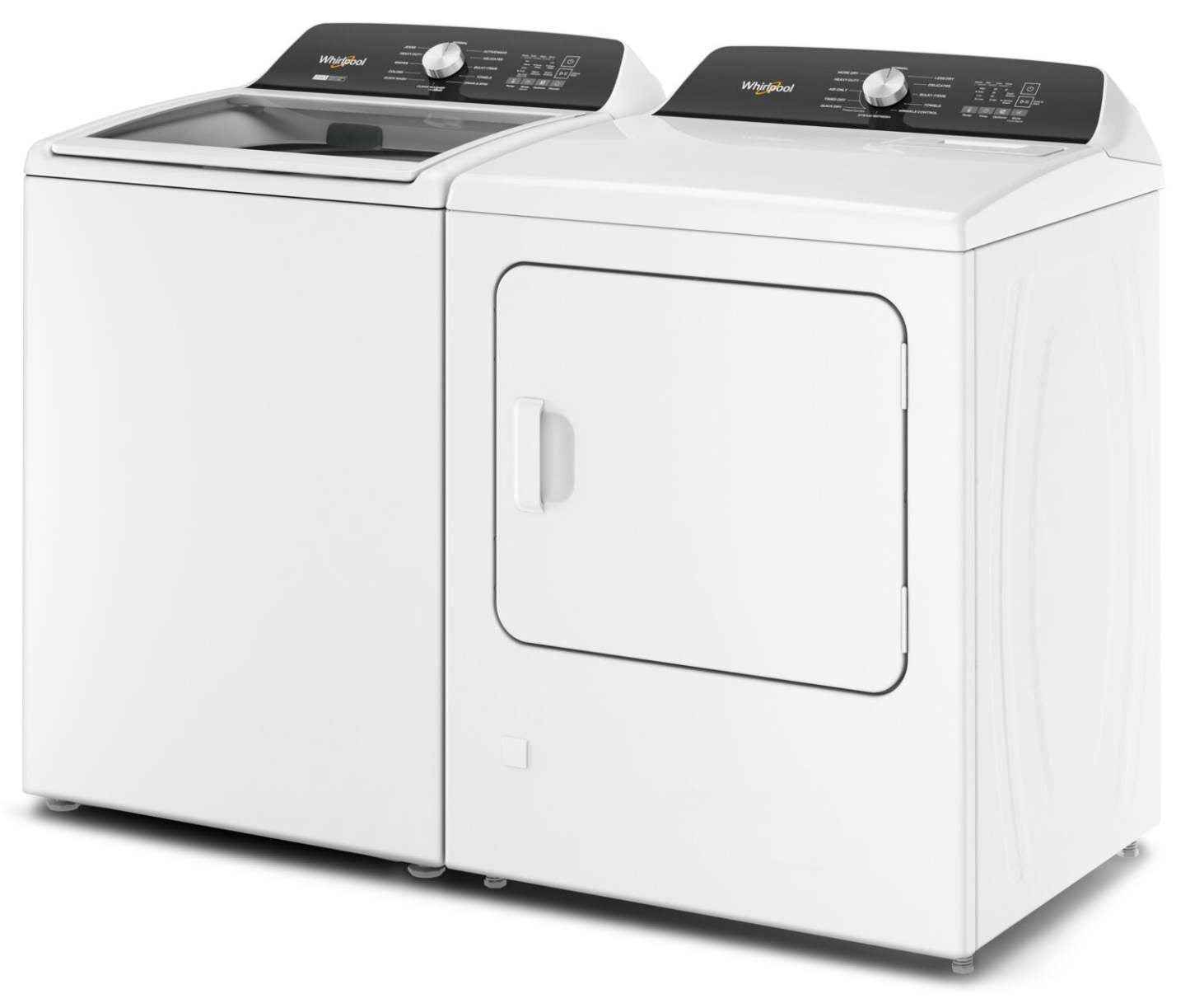 Whirlpool 5,4 - 5,5 pi³ Laveuse à chargement par le haut et 7 pi³ Sécheuse électrique avec vapeur | Laveuse à chargement par le haut 5,4 pi³/5,5 pi³ et sécheuse électrique 7 pi³ Whirpool avec vapeur | WHTL505W