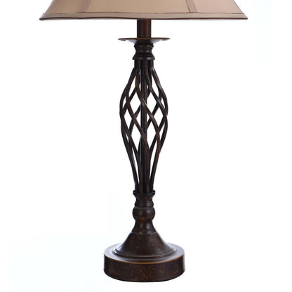 Ensemble 3 pièces Fiona Traditional Antiqued-Bronze, lampadaire et deux lampes de table|Ensemble 3 lampes Fiona traditionnelles bronze antique, 2 lampes de table et 1 lampe à pied