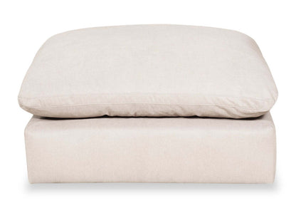 Eclipse Modular 5-Piece Linen-Look Fabric Sectional with Ottoman and Reversible Feather Down Cushions - Linen White | Canapé sectionnel modulaire Eclipse 5 pièces en tissu d’apparence lin avec pouf et coussins réversibles en duvet et plumes - blanc lin