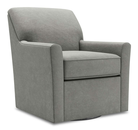 Fauteuil d'appoint pivotant personnalisable Sofa Lab de 31 po fabriqué au Canada en tissu de velours - gris Platinum Grey | SWIV3588