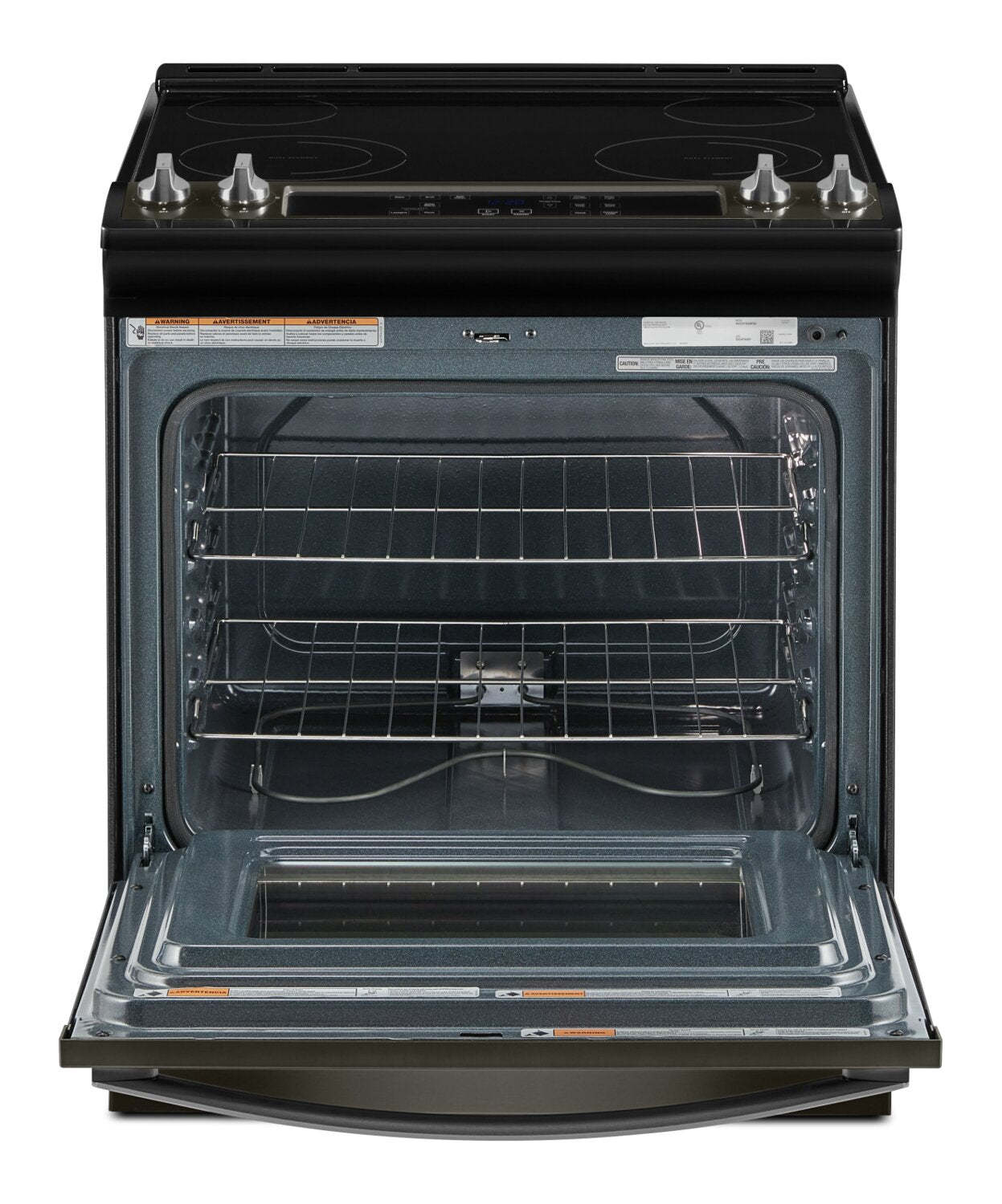 Cuisinière électrique Whirlpool de 4,8 pi³ avec nettoyage automatique - acier inoxydable noir - YWEE515S0LV